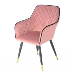 Kayoom Chaise à accoudoirs Amino - Velours / Acier - Rose / Doré