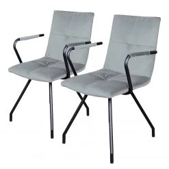 Kayoom Chaises Ă accoudoirs Eaden (lot de 2) - Velours / Fer - Noir - Gris