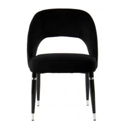 Kayoom Chaises capitonnées Courtney (lot de 2) - Velours / Partiellement en eucalyptus massif - Noir / Argenté -Chaises Soldes 2022 1000214205 200529 06053000220 DETAILS P000000001000214205