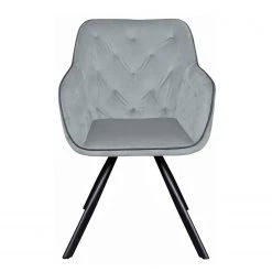 Kayoom Chaise à accoudoirs Eann - Velours / Fer - Noir - Gris -Chaises Soldes 2022 1000214206 200529 06053800228 DETAILS P000000001000214206