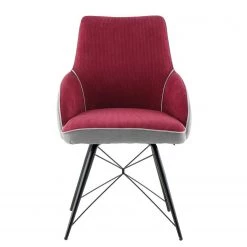 Kayoom Chaise capitonnée Carol I - Velours côtelé et microfibre / Fer - Rouge -Chaises Soldes 2022 1000214208 200529 06054900244 DETAILS P000000001000214208