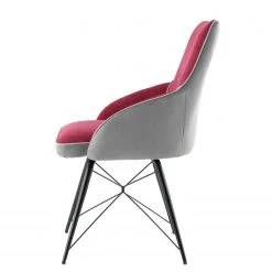 Kayoom Chaise capitonnée Carol I - Velours côtelé et microfibre / Fer - Rouge -Chaises Soldes 2022 1000214208 200529 06054900245 DETAILS P000000001000214208