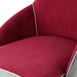 Kayoom Chaise capitonnée Carol I - Velours côtelé et microfibre / Fer - Rouge -Chaises Soldes 2022 1000214208 200529 06055100248 DETAILS P000000001000214208