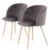 Kayoom Chaises capitonnées Celina (lot de 2) - Velours / Métal - Imitation hêtre - Gris -Chaises Soldes 2022 1000214218 200529 06063200298 IMAGE P000000001000214218
