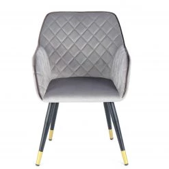 Kayoom Chaise à accoudoirs Amino - Velours / Acier - Gris / Doré -Chaises Soldes 2022 1000214226 200529 06073200370 DETAILS P000000001000214226