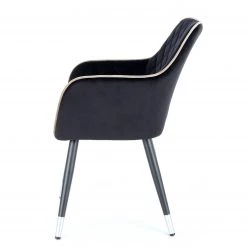 Kayoom Chaise à accoudoirs Amino - Velours / Acier - Noir / Argenté -Chaises Soldes 2022 1000214228 200529 06074300387 DETAILS P000000001000214228