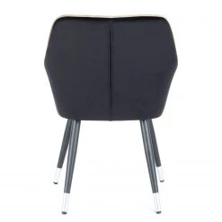 Kayoom Chaise à accoudoirs Amino - Velours / Acier - Noir / Argenté -Chaises Soldes 2022 1000214228 200529 06074400388 DETAILS P000000001000214228