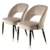 Kayoom Chaises capitonnées Courtney (lot de 2) - Velours / Partiellement en eucalyptus massif - Taupe / Doré -Chaises Soldes 2022 1000214234 200529 06082700439 IMAGE P000000001000214234