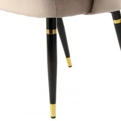 Kayoom Chaises capitonnées Courtney (lot de 2) - Velours / Partiellement en eucalyptus massif - Taupe / Doré -Chaises Soldes 2022 1000214234 200529 06082900445 DETAILS P000000001000214234