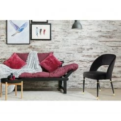 Kayoom Chaises capitonnées Courtney (lot de 2) - Velours / Partiellement en eucalyptus massif - Noir / Doré -Chaises Soldes 2022 1000214236 200529 06083700456 MOOD DETAILS P000000001000214236 mood