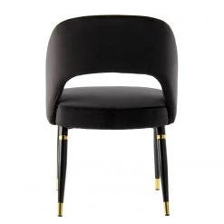Kayoom Chaises capitonnées Courtney (lot de 2) - Velours / Partiellement en eucalyptus massif - Noir / Doré -Chaises Soldes 2022 1000214236 200529 06083900459 DETAILS P000000001000214236
