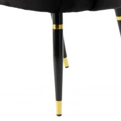 Kayoom Chaises capitonnées Courtney (lot de 2) - Velours / Partiellement en eucalyptus massif - Noir / Doré -Chaises Soldes 2022 1000214236 200529 06083900460 DETAILS P000000001000214236