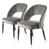 Kayoom Chaises capitonnées Courtney (lot de 2) - Velours / Partiellement en eucalyptus massif - Gris / Argenté -Chaises Soldes 2022 1000214239 200529 06085300479 IMAGE P000000001000214239