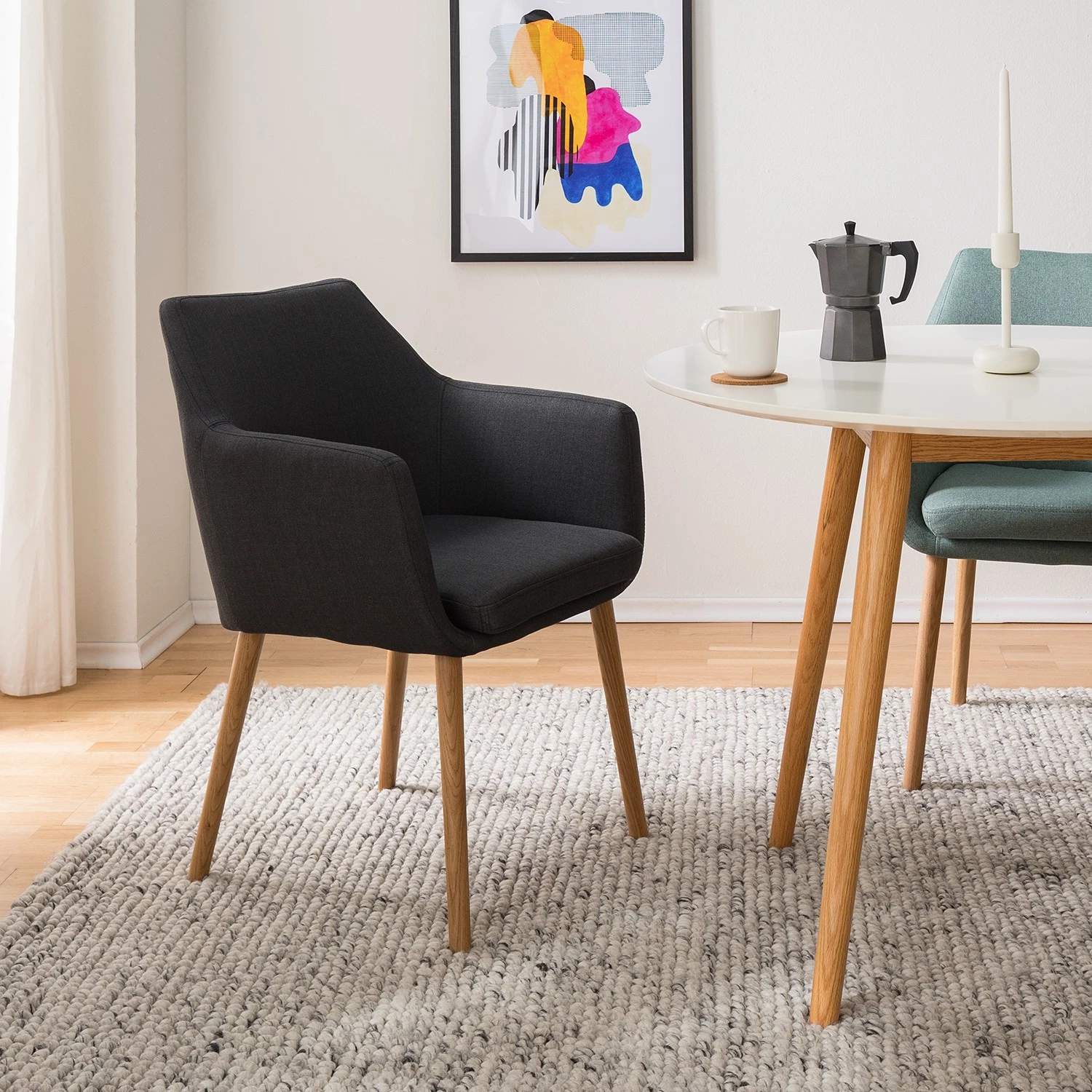 Mørteens Chaises à accoudoirs Nicholas XXL - Tissu Cors: Anthracite - 1 chaise 4 Mørteens Chaises à accoudoirs Nicholas XXL - Tissu Cors: Anthracite - 1 chaise – Image 2