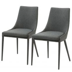 Loftscape Chaises capitonnées Doyline I (lot de 2) - Tissu / Acier - Gris foncé