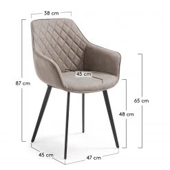 Red Living Chaises à accoudoirs Amira (lot de 2) - Imitation cuir / Acier - Noir - Sable vintage -Chaises Soldes 2022 1000216166 200623 13435700059 SKETCH DETAILS P000000001000216166 sketch