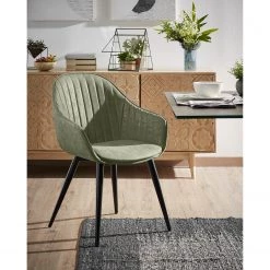 Red Living Chaises à accoudoirs Haslet II (2 él.) - Imitation cuir / Acier - Noir - Vert vintage -Chaises Soldes 2022 1000216170 200623 13442100082 MOOD DETAILS P000000001000216170 mood