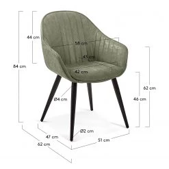 Red Living Chaises à accoudoirs Haslet II (2 él.) - Imitation cuir / Acier - Noir - Vert vintage -Chaises Soldes 2022 1000216170 200623 13442500087 SKETCH DETAILS P000000001000216170 sketch