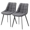 Red Living Chaises capitonnées Kellia (lot de 2) - Imitation cuir / Acier - Noir - Gris vintage