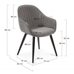 Jack & Alice Chaises à accoudoirs Haslet I (lot de 2) - Velours / Acier - Noir - Gris -Chaises Soldes 2022 1000216192 200623 13470400236 SKETCH DETAILS P000000001000216192 sketch