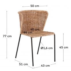 Red Living Chaises Rantin(lot de 2) - Rotin / Acier - Rotin / Noir -Chaises Soldes 2022 1000216198 200623 13474900279 SKETCH DETAILS P000000001000216198 sketch