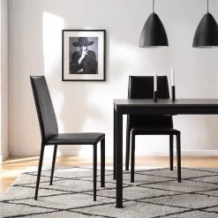 Fredriks Chaises Portola (lot de 2) - Cuir recyclé / Fer - Noir -Chaises Soldes 2022 1000216618 210217 17120700001 MOOD DETAILS P000000001000216618 mood