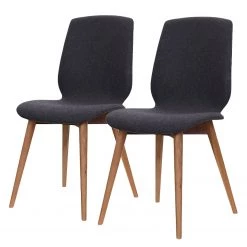 Studio Copenhagen Chaises capitonnées Helvig (lot de 2) - Tissu composite Vedi: Anthracite - Noyer