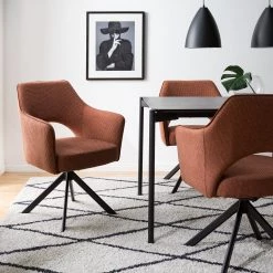 Fredriks Chaise à accoudoirs Tustin - Tissu / Métal - Marron rouille / Noir mat -Chaises Soldes 2022 1000218415 210311 12215300001 MOOD DETAILS P000000001000218415 mood