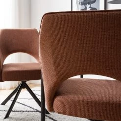 Fredriks Chaise à accoudoirs Tustin - Tissu / Métal - Marron rouille / Noir mat -Chaises Soldes 2022 1000218415 210311 12215300011 DETAILS P000000001000218415