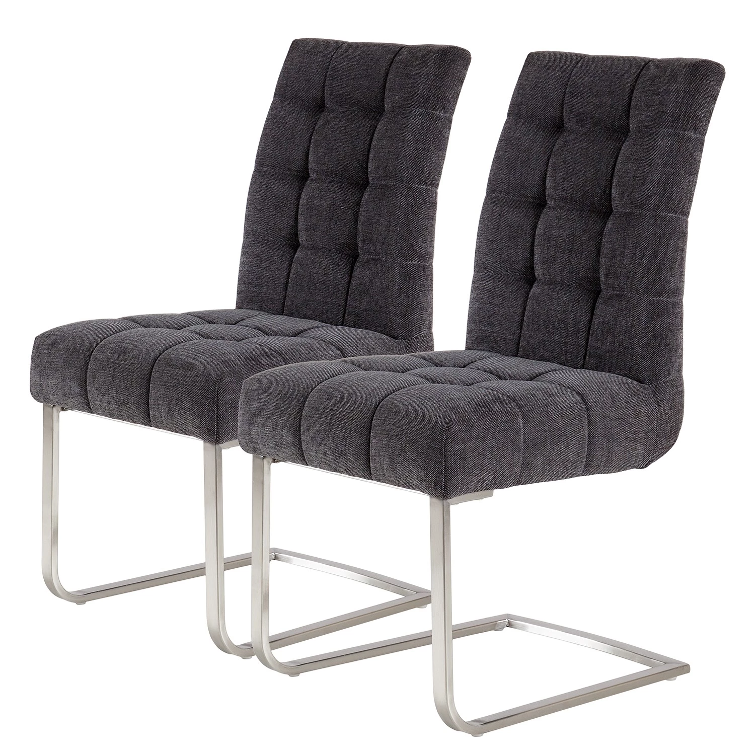 Ars manufacti Chaises cantilever Stawley I (lot de 2) - Tissage à plat / Acier inoxydable - Gris foncé / Acier inoxydable 3 Ars manufacti Chaises cantilever Stawley I (lot de 2) - Tissage à plat / Acier inoxydable - Gris foncé / Acier inoxydable