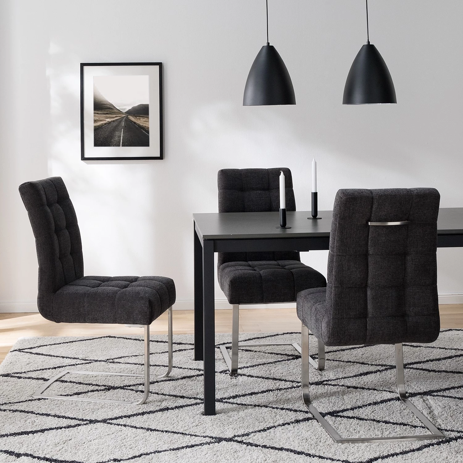 Ars manufacti Chaises cantilever Stawley I (lot de 2) - Tissage à plat / Acier inoxydable - Gris foncé / Acier inoxydable 4 Ars manufacti Chaises cantilever Stawley I (lot de 2) - Tissage à plat / Acier inoxydable - Gris foncé / Acier inoxydable – Image 2