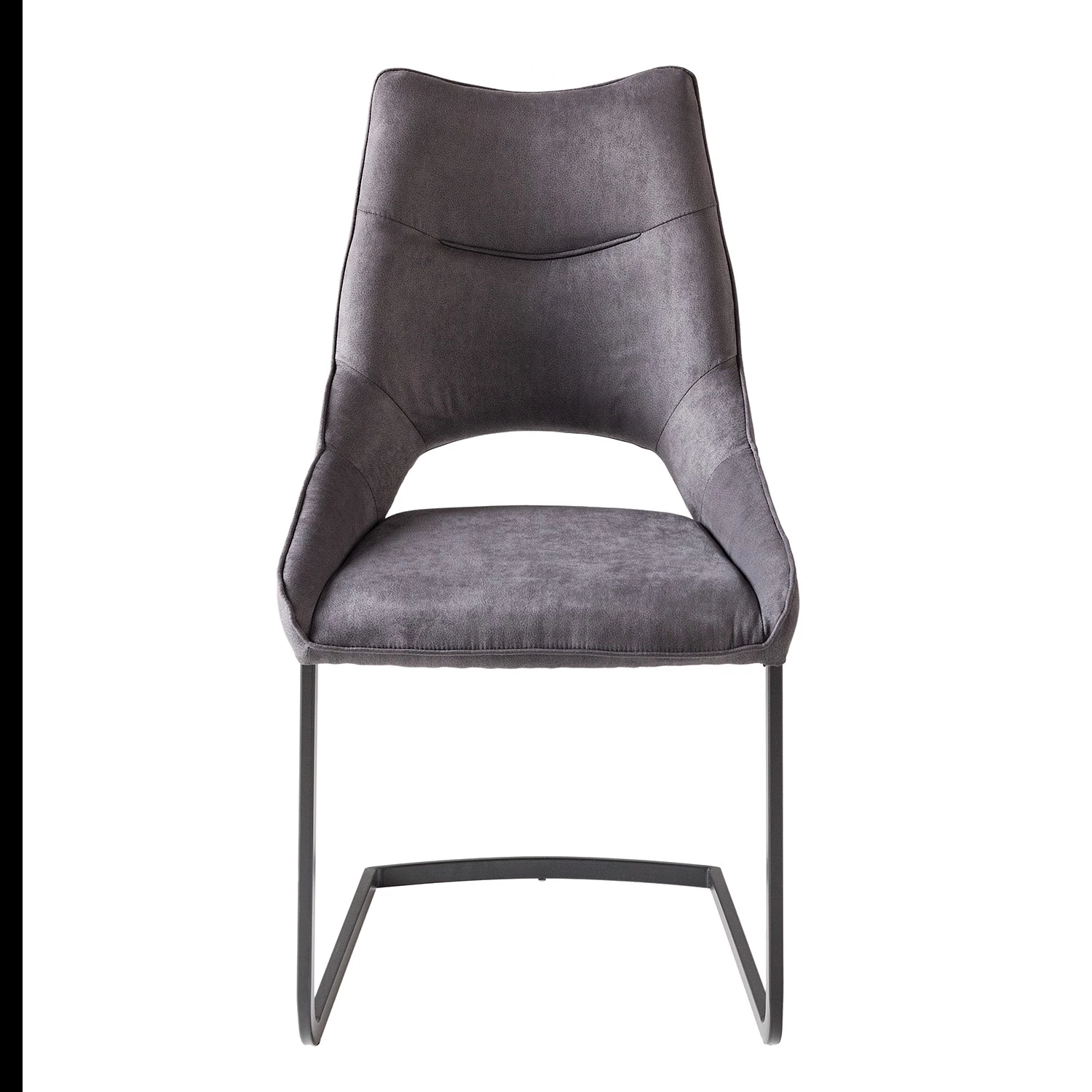 Fredriks Chaises cantilever Nadros (lot de 2) - Microfibre / Métal - Gris vintage / Noir mat 5 Fredriks Chaises cantilever Nadros (lot de 2) - Microfibre / Métal - Gris vintage / Noir mat – Image 3