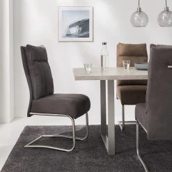 Fredriks Chaises cantilever Crowan(lot de 2) - Microfibre / Acier inoxydable - Gris vintage -Chaises Soldes 2022 1000218550 210311 11465300007 MOOD DETAILS P000000001000218550 mood