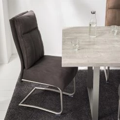 Fredriks Chaises cantilever Crowan(lot de 2) - Microfibre / Acier inoxydable - Gris vintage -Chaises Soldes 2022 1000218550 210311 11465400008 MOOD DETAILS P000000001000218550 mood