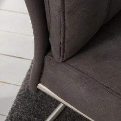 Fredriks Chaises cantilever Crowan(lot de 2) - Microfibre / Acier inoxydable - Gris vintage -Chaises Soldes 2022 1000218550 210311 11465700010 DETAILS P000000001000218550