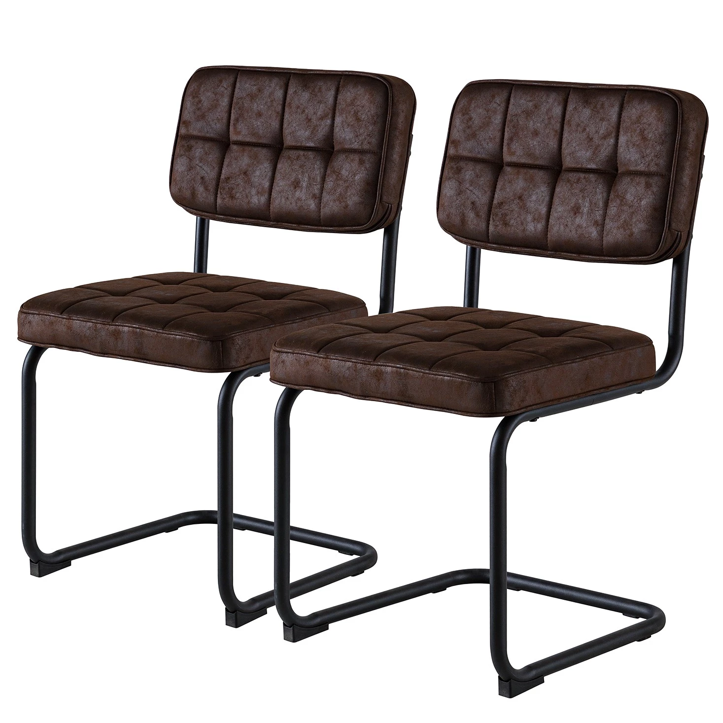 Ars manufacti Chaises cantilever Dalcross (lot de 2) - Microfibre / Métal - Marron 3 Ars manufacti Chaises cantilever Dalcross (lot de 2) - Microfibre / Métal - Marron