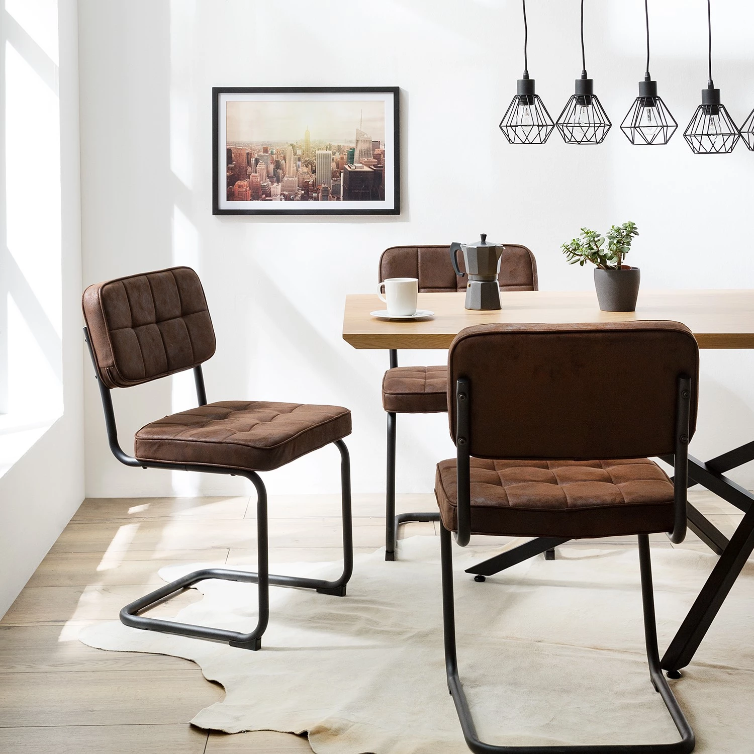 Ars manufacti Chaises cantilever Dalcross (lot de 2) - Microfibre / Métal - Marron 4 Ars manufacti Chaises cantilever Dalcross (lot de 2) - Microfibre / Métal - Marron – Image 2