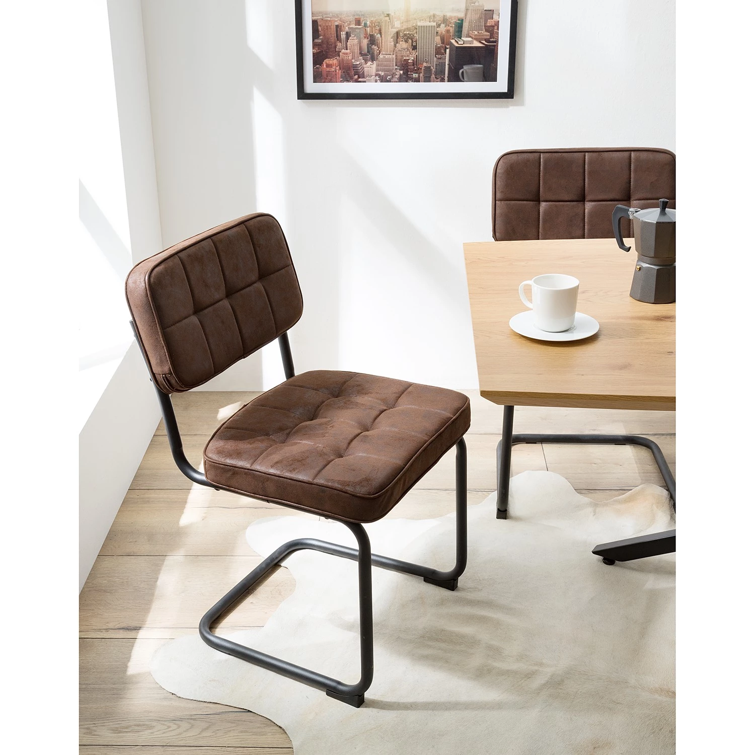 Ars manufacti Chaises cantilever Dalcross (lot de 2) - Microfibre / Métal - Marron 16 Ars manufacti Chaises cantilever Dalcross (lot de 2) - Microfibre / Métal - Marron – Image 14