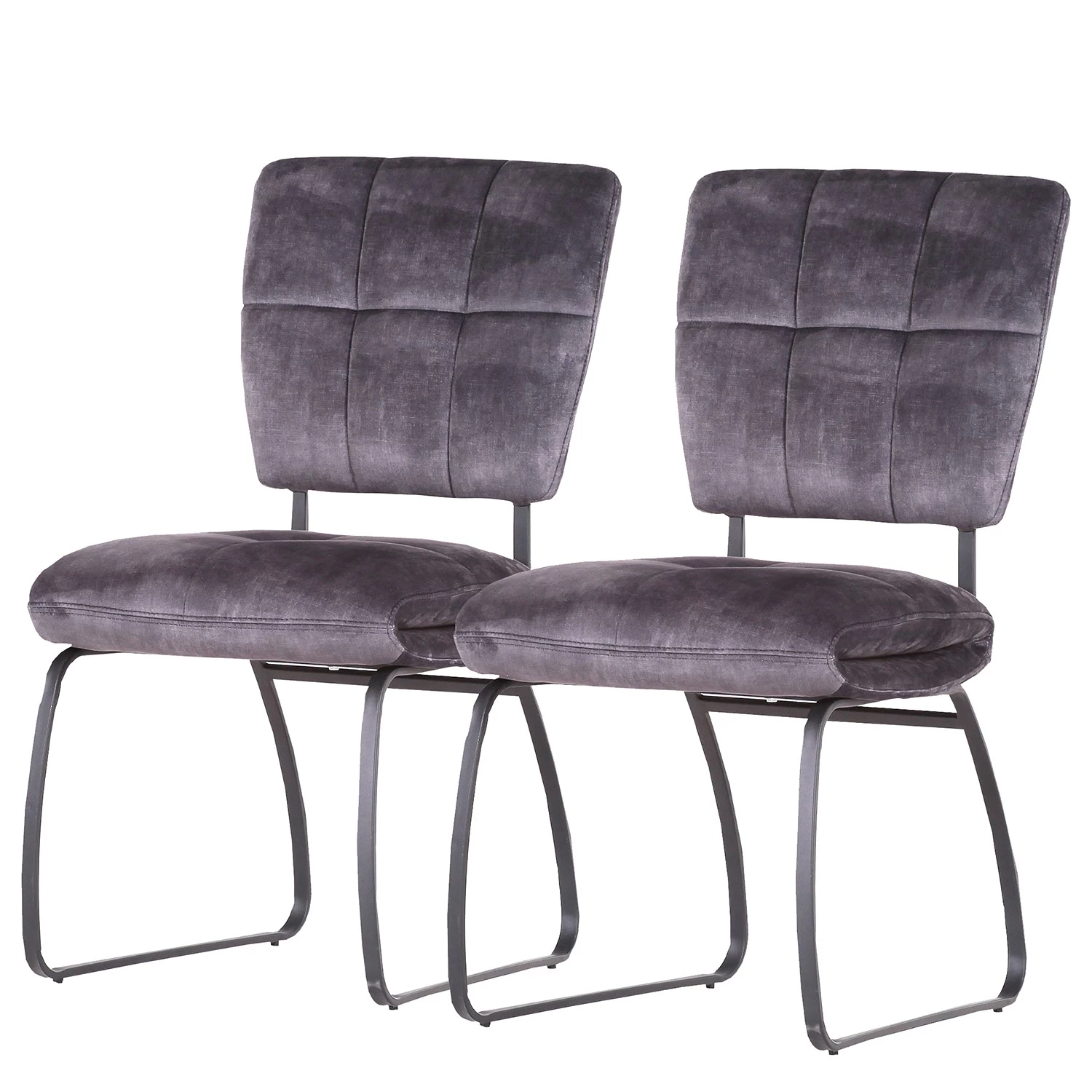 Loftscape Chaises capitonnées Mayetta (lot de 2) - Tissé à plat / Fer - Anthracite / Noir 3 Loftscape Chaises capitonnées Mayetta (lot de 2) - Tissé à plat / Fer - Anthracite / Noir