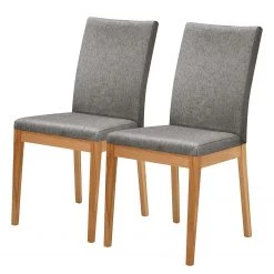Schösswender Chaises capitonnées Roberto II(lot de 2) - Microfibre / Duramen de hêtre massif - Gris / Duramen de hêtre