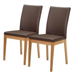 Schösswender Chaises capitonnées Roberto I (lot de 2) - Imitation cuir / Duramen de hêtre massif - Marron foncé / Duramen de hêtre