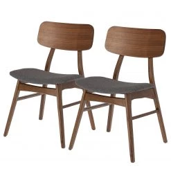 Norrwood Chaises Varkaus II (lot de 2) - Tissu /Placage noyer et hévéa massif - Gris / Noyer