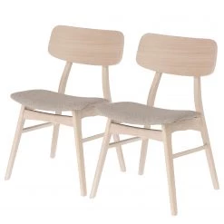 Norrwood Chaises Varkaus I (lot de 2) - Tissu / Placage en chĂȘne et hĂ©vĂ©a massif - Sahara / ChĂȘne