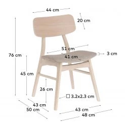 Norrwood Chaises Varkaus I (lot de 2) - Tissu / Placage en chêne et hévéa massif - Sahara / Chêne -Chaises Soldes 2022 1000225995 200917 06373300129 SKETCH DETAILS P000000001000225995 sketch