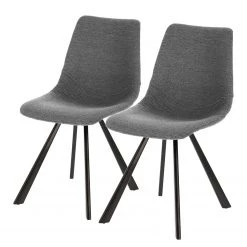 Red Living Chaises capitonnées Gouvy (lot de 2) - Tissu / Acier - Gris