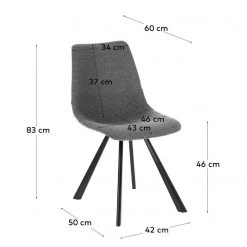 Red Living Chaises capitonnées Gouvy (lot de 2) - Tissu / Acier - Gris -Chaises Soldes 2022 1000225999 200917 06375400165 SKETCH DETAILS P000000001000225999 sketch