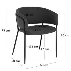 Jack & Alice Chaises à accoudoirs Vilhena IV (2 él.) - Gris foncé -Chaises Soldes 2022 1000226003 200917 06381800202 SKETCH DETAILS P000000001000226003 sketch
