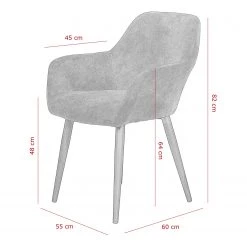 Loftscape Chaises à accoudoirs Trappe (lot de 2) - Microfibre / Acier - Gris fumé -Chaises Soldes 2022 1000228924 201104 15385600088 SKETCH DETAILS P000000001000228924 sketch