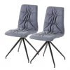 Loftscape Chaises capitonnées Gergy (lot de 2) - Imitation cuir / Fer - Gris pigeon / Noir