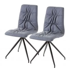 Loftscape Chaises capitonnées Gergy (lot de 2) - Imitation cuir / Fer - Gris pigeon / Noir